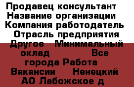 Продавец-консультант › Название организации ­ Компания-работодатель › Отрасль предприятия ­ Другое › Минимальный оклад ­ 15 000 - Все города Работа » Вакансии   . Ненецкий АО,Лабожское д.